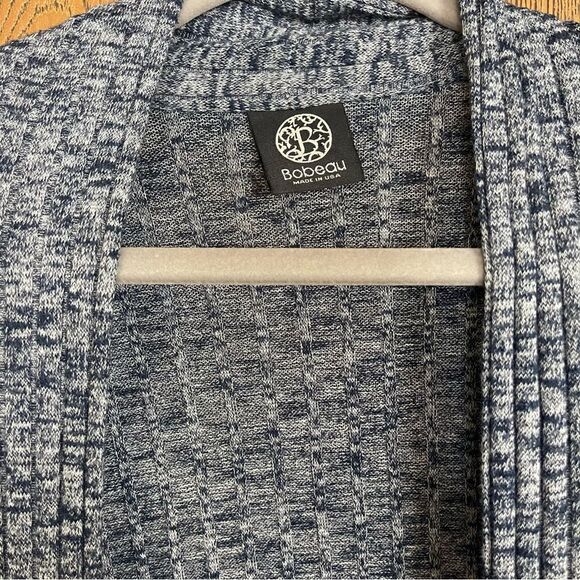 Bobeau Marled Blue Maxi Ribbed Cardigan Medium - Picture 4 of 5